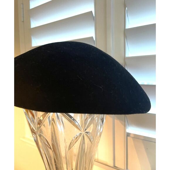 Vintage Mr. John Black Wool Ribbon Oversized Bow Hat Fancy Derby Church Dressy - Picture 7 of 8